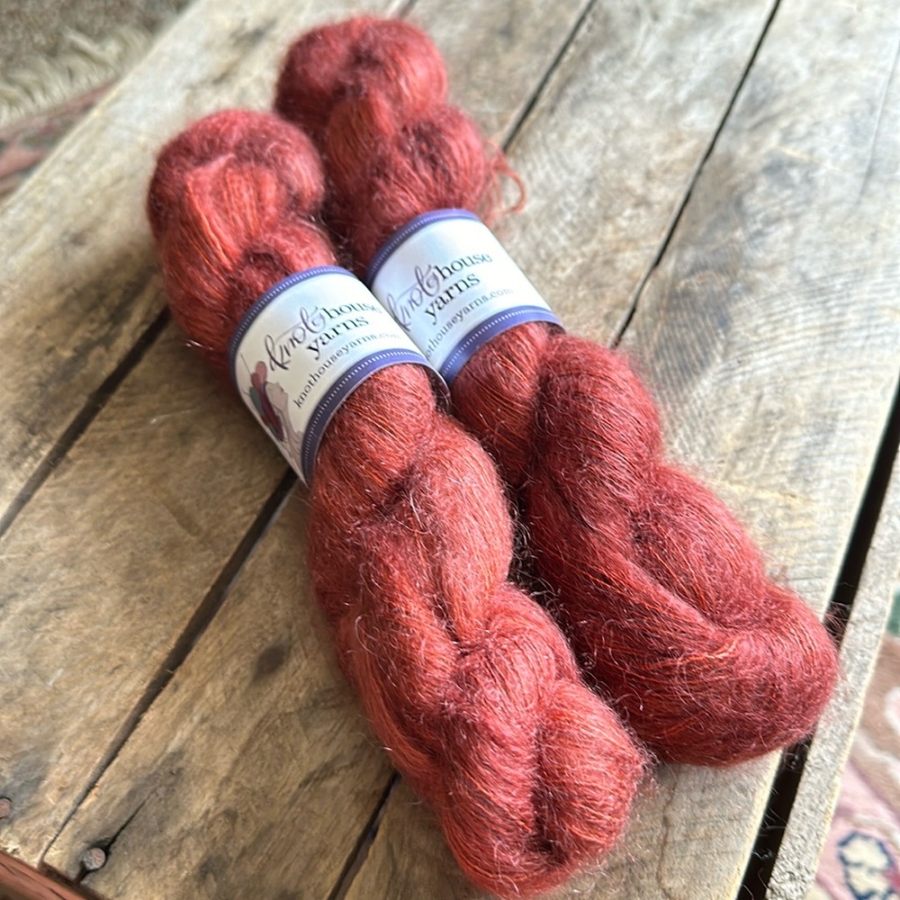 Luxury hand dyed mohair lace yarn from Knothouse Yarns
